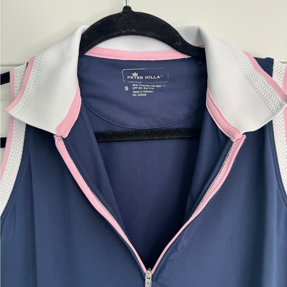 Peter Millar Navy and Pink Sleeveless Polo dress - Picture 1 of 6